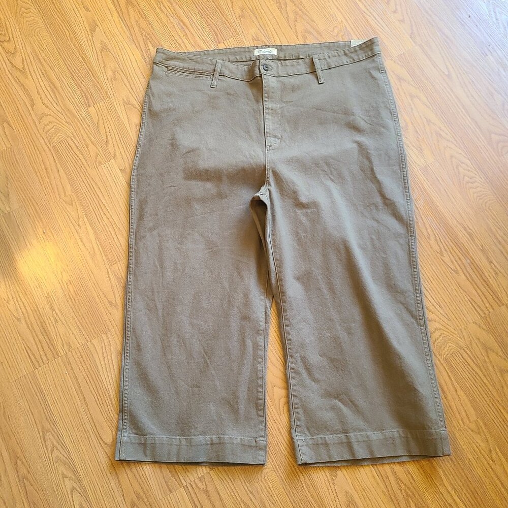 NEW NWT! MADEWELL EMMETT WIDE-LEG CROP PANTS olive green HIGH RISE sz 37 - Picture 2 of 7